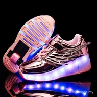 XONGT Heelys wing wheel LED shoes kids shoes youth pulley sneakers for women roller skates QXGL VRL2