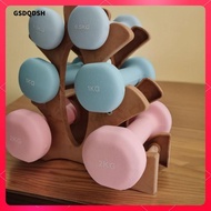 [gsdqdsh] Three-Tier Dumbbell Rack Natural Wood 3 Tier Dumbbell Rack Compact Weight Holder Open Fram