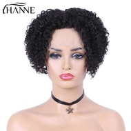 Wig Rambut Manusia Asli Model Pendek Bergelombang 13x1 Warna Alami