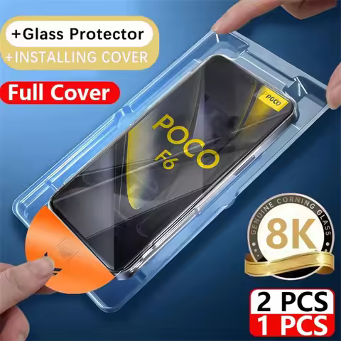 NNBILI 1-2PCS 8K Dust Free Glass Protector for POCO F7 X6 F6 X7 Pro X5 X4 GT M5S HD Oleophobic Coati