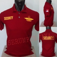 MAROON WINGS LOGO SECURITY T-SHIRT SHORT SLEEVE FULL EMBROIDERY - MAROON EMBROIDERED SECURITY WINGS 