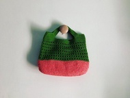 撞色編織手提袋