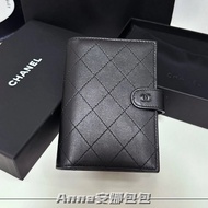 24P Passport Holder so black Matte Cowhide Passport Holder Chanel Card Holder Chanel Document Bag Sp