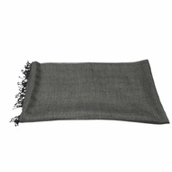 HERMES 愛馬仕 圍巾 絲 CASHMERE 灰色 素面