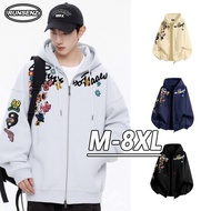 M-8XL Winter Cardigan Hoodie Men Women Loose Casual Plus Size Hooded Sweatshirt