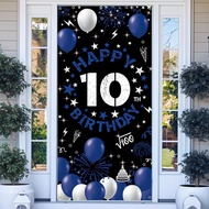 Vicycaty 10th Birthday Door Banner Backdrop Happy 10th Birthday Decorations for Boys Girls Fabric 10