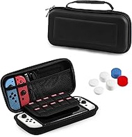 Teyomi Case Compatible with Nintendo Switch OLED, Switch OLED Case Transparent Dockable, Nintendo Switch OLED Accessory Bundle with Case, Protective Film, Case for Joy-Con, Joystick Cap (Black)