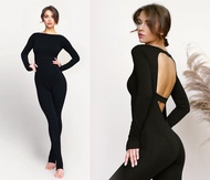 瑜伽緊身衣褲，unitard。有機棉連身衣。健身服。瑜伽服