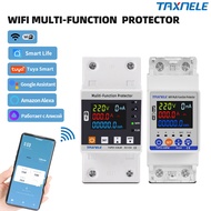 TAXNELE 63A TUYA WiFi Smart Earth Leakage Voltage Protector Circuit Breaker Energy Power kWh Meter