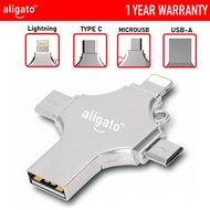 ALIGATO 4in 1 OTG USB Flash Drive Pendrive 64GB Type-C USB Stick 128GB 256GB Memory Stick For iPhone