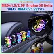 FLAWLESSTI M20×1.5/2.5P Engine Oil Bolts Gr5 titanium TMAX XMAX V1 V2 Fits