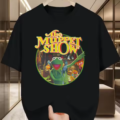 The Muppet Show Vintage T-Shirt Retro Cartoon Graphic Tee Kermit The Frog Gonzo Rizzo The Rat Dark G