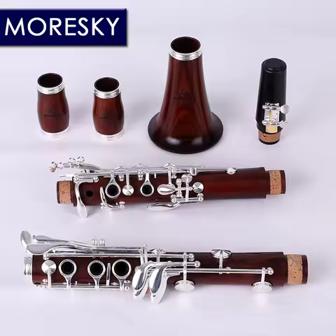 MORESKY Red Wood Professional Clarinet Bb Rosewood Clarinet Silvering keys Solid wood Sib Klarnet M1