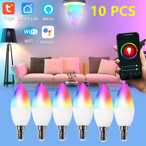 1pcs 2pcs 4pcs WIFI Smart Lamp E14 LED Bulb TUYA Candle Lights Bulb RGB 220V Dimmable Smart Bulb APP