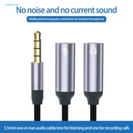 Headphone Splitter 2 in 1 High Fidelity Lossless Nylon-Braided Dual 35mm Male Microphone Audio to 35