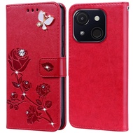 Diamond Embossing Print Rose Phone Case For Itel A50C A669L A06 A669W Book Leather Full Silicone Cov