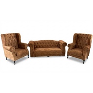 Harga Kilang Chesterfield Sofa 3 Seater + 2 Wing Chairs Sofa Baldu