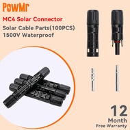 PowMr MC4 หัวโซล่าเซลล์ สายไฟโซล่าเซลล์ ขั้วต่อแผงโซลาร์เซลล์ 100 คู่ 30A ชายหญิง M/F ชุดขั้วต่อสายไ