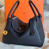 Hermes Lindy 26 U刻TC皮 黑呢色 3Y 銀扣 95新