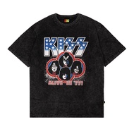 MF BAND TEE // KISS // A LIVE IN 77 //OVERSIZE // ACID WASH