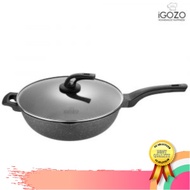 [ LOCAL READY STOCKS ] iGOZO EPSILON 32CM NON-STICK PREMIUM GRANITE STIRFRY WOK + GLASS LID KUALI GORENG REBUS MENGGORE