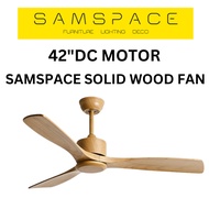 Solid Wood DC Motor Ceiling Fan Silent Strong Big Wind with Remote Control