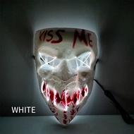 Halloween Led Mask Smiling Clown Face Luminous Wire Mask Role Playing Costume Props for Halloween Pe