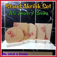 Praktis Akrilik Stand Kayu A5 / Akrilik 2MM A5 / Akrilik 3MM A5