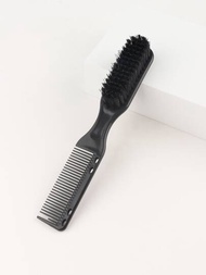 1入組黑色雙面刷梳子適用於男士鬍鬚造型,多功能髮刷梳子適用於理髮,雕刻,清潔,尼龍和塑膠猪鬃適用於鬍鬚&amp;頭髮黑色星期五