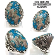 Cincin batu pirus persia jaminan asli natural ring perak handmade