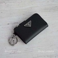 PRADA Wallet 散紙包 鎖匙包 小巧便携 皮革 黑色