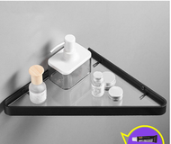 全城熱賣 - 浴室免打孔玻璃置物架（太空鋁玻璃三角架-黑色）