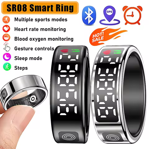 SR08 Smart Ring LED Display Heart Rate Blood Oxygen Monitor Multi-Sport Modes IP68 5ATM Waterproof S