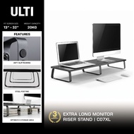 ULTI Extra Long Monitor Riser Stand, Wood & Steel Desktop, Ergonomic Desk Organizer for Dual Screens