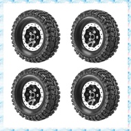 [R Q M U] 4Pcs Metal Beadlock Wheel Hub Rim and Rubber Tire Set for  C14 C24 B14 B24 B36 MN D90 MN99
