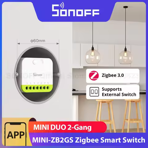 SONOFF MINI DUO 2-Gang Zigbee Smart Switch MINI-ZB2GS Small & Safe Dual-Load Control Supports Extern