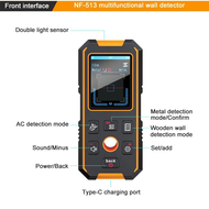 NOYAFA ท่อส่งเครื่องตรวจจับโลหะแบบ NF-513สแกนเนอร์ผนังสายไฟฟ้า AC แบบสดท่อเสริมแกนไม้โลหะ