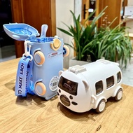 500ML Cute Toy Car Cup with Straw Indoor and Outdoor Water Bottle Large Capacity Plastic Mug for Sum