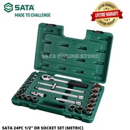 (ND) SATA 09060 / 09060-6 24PC 1/2" DR SOCKET SET / SOCKET AND RATCHET SET / SOCKET BOX SET / SATA T