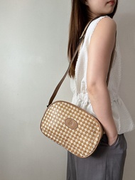 中古正品 Bally 編織皮革斜背包 側背包 淺棕 真皮