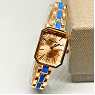 Jam Tangan Wanita Dua Lapisan Paduan Tali Lady Elegant Persegi Shell Dial Quartz Luxury