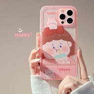Milk Tea Girl Invisible Bracket For Iphone 15 15plus 15pro 15promax 14 14plus 14pro 14promax 13mini 13 13Pro 13pro Max  12Mini 12 12 Pro 12 Pro Max 11 11 Pro 11 Pro Max  X Xs Xr Xs Max  7 8 Plus Soft Cellphone Case Cover Shell