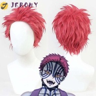 JEROMY Akaza Cosplay Wig, Anime Heat Resistant Demon Slayer Cosplay Wig, Party Fluffy Synthetic Natu