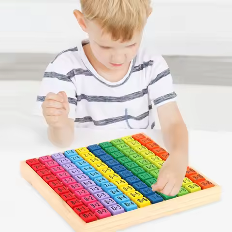 Montessori Educational Kids Toys Baby Math Arithmetic Toys 99 Multiplication Table Wooden Math Build