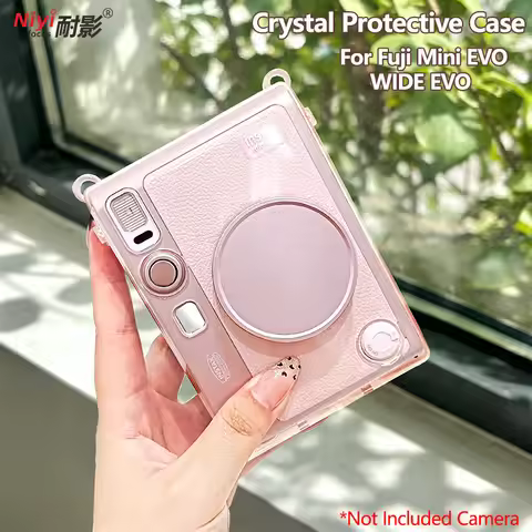 MINI EVO Crystal Case Translucent Pink Protective Cover Portable for Fujifilm instax WIDE EVO Silico