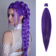 Purple Hair Extensions 26inch Long Purple Braiding Hair Pre Stretched Synthetic Braiding hair Extens