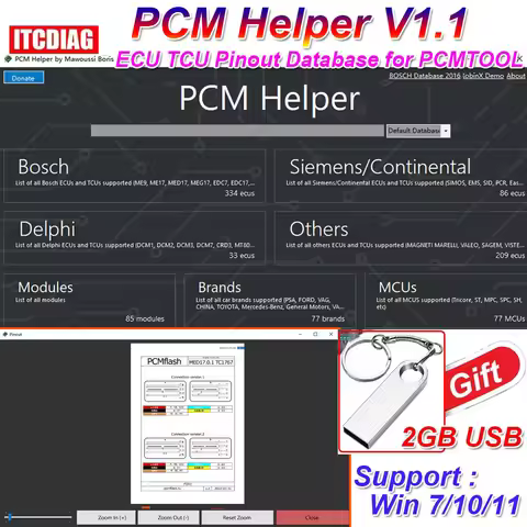 PCM Helper Software on for Bench Boot PCMhelper ECU TCU Pinouts for PCM TOOL Pinout software Databas