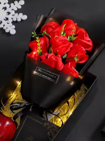 7.87in Mini Rose Soap Flower Gift Bouquet, Soap Bouquet Big Flower Bouquet Soap Roses, Art For Mothe