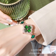 2025 Live Four-Leaf Clover Bracelet Watch Women's Watch Quartz Watch Rhinestone Fashion Wrist Watch 