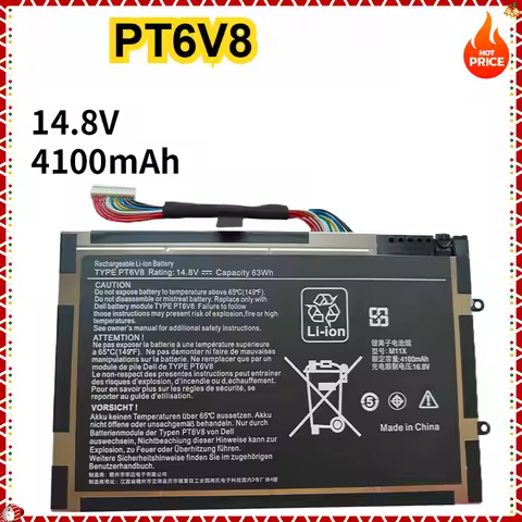 PT6V8 Laptop Battery for DELL Alienware M11x M14x R1 R2 R3 P18G T7YJR 8P6X6 08P6X6 P06T 14.8V 63WH
